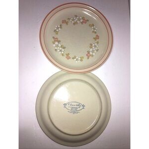 Chantilly Hearthside Stoneware Set of 2 Dinner Plates Fleur de Bois Japan Flower